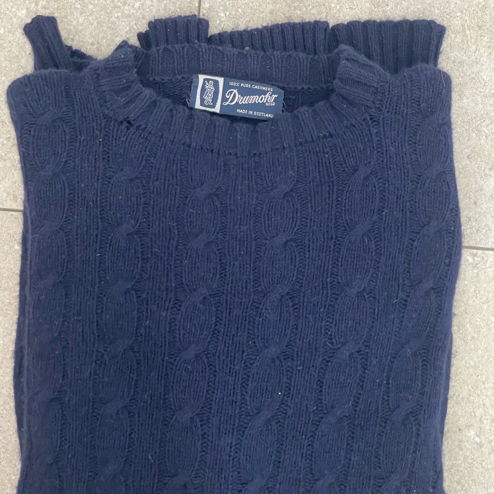 SOLD - Drumohr vintage cashmere men’s cable knit sweater made in Scotland